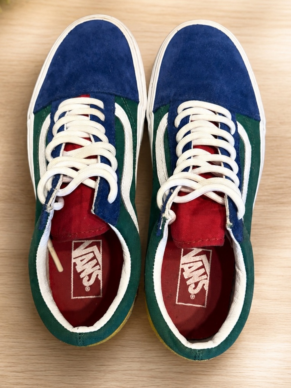New Vans Old Skool Colorblock Skate Sneakers Blue Green Yellow Men 8/Women’s 9.5